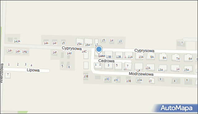 Dąbcze, Cyprysowa, 14B, mapa Dąbcze