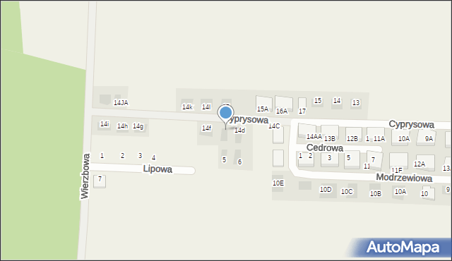 Dąbcze, Cyprysowa, 14e, mapa Dąbcze