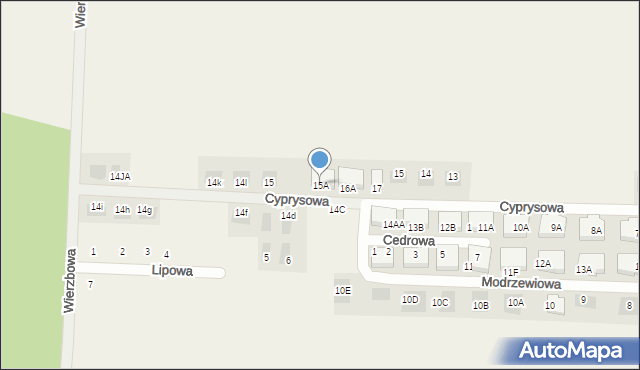 Dąbcze, Cyprysowa, 15A, mapa Dąbcze