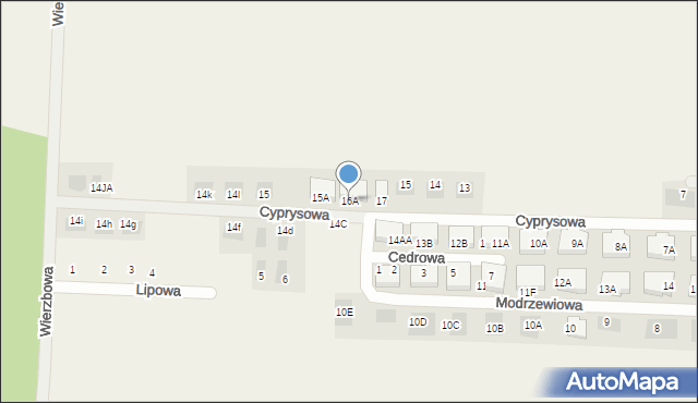 Dąbcze, Cyprysowa, 16A, mapa Dąbcze