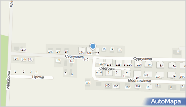 Dąbcze, Cyprysowa, 16B, mapa Dąbcze