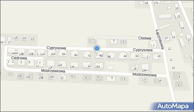 Dąbcze, Cyprysowa, 6B, mapa Dąbcze