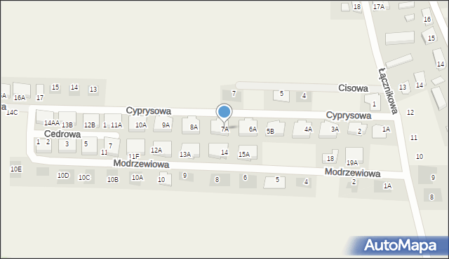 Dąbcze, Cyprysowa, 7A, mapa Dąbcze