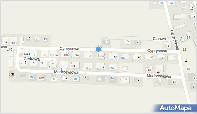 Dąbcze, Cyprysowa, 7B, mapa Dąbcze