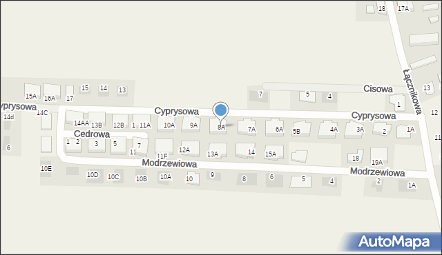 Dąbcze, Cyprysowa, 8A, mapa Dąbcze