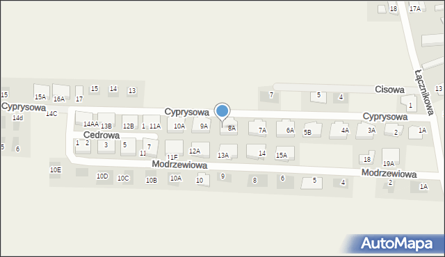 Dąbcze, Cyprysowa, 8B, mapa Dąbcze