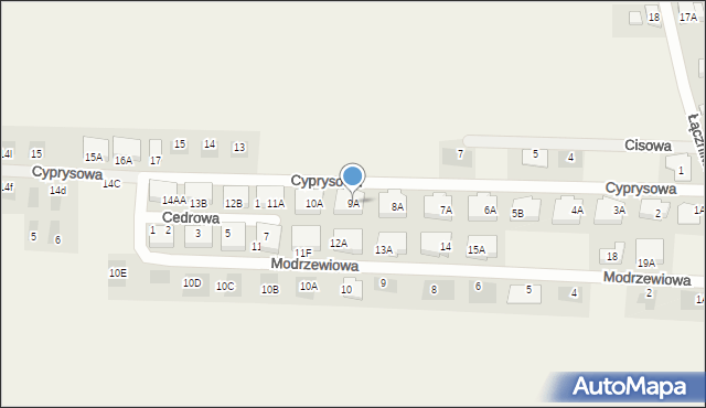 Dąbcze, Cyprysowa, 9A, mapa Dąbcze