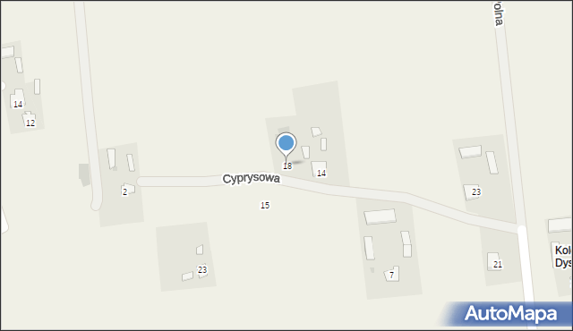 Dys, Cyprysowa, 18, mapa Dys
