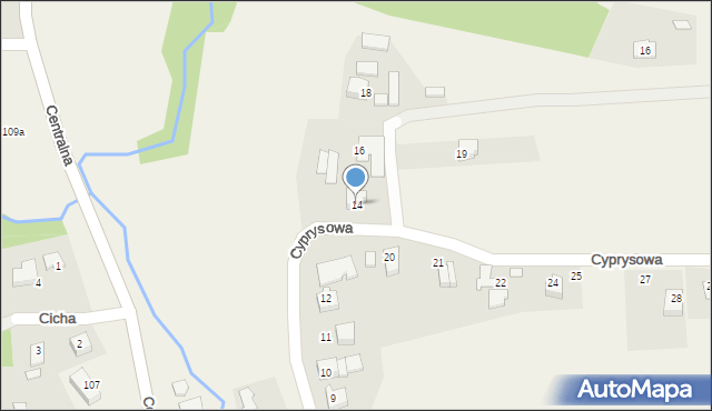 Frydrychowice, Cyprysowa, 14, mapa Frydrychowice