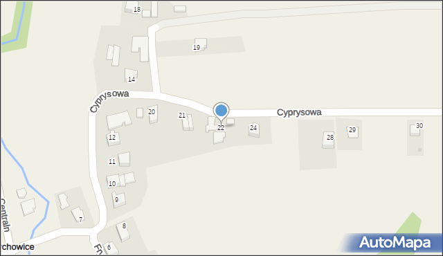 Frydrychowice, Cyprysowa, 22, mapa Frydrychowice