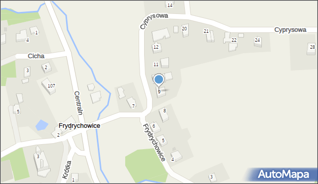 Frydrychowice, Cyprysowa, 9, mapa Frydrychowice