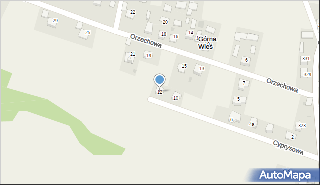 Górna Wieś, Cyprysowa, 12, mapa Górna Wieś