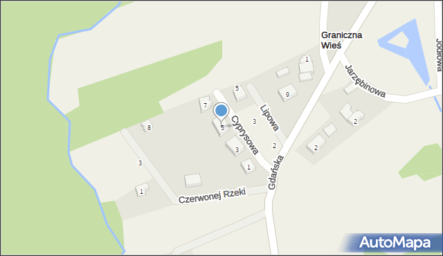 Graniczna Wieś, Cyprysowa, 5, mapa Graniczna Wieś