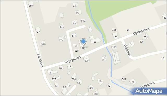 Jaworze, Cyprysowa, 31c, mapa Jaworze