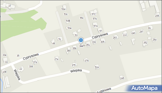 Jaworze, Cyprysowa, 344, mapa Jaworze