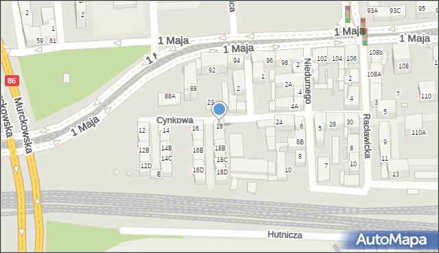 Katowice, Cynkowa, 18, mapa Katowic