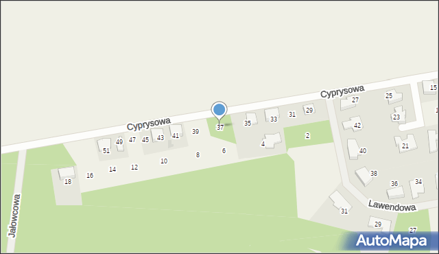 Kicin, Cyprysowa, 37, mapa Kicin
