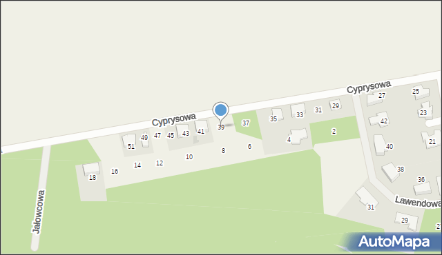 Kicin, Cyprysowa, 39, mapa Kicin