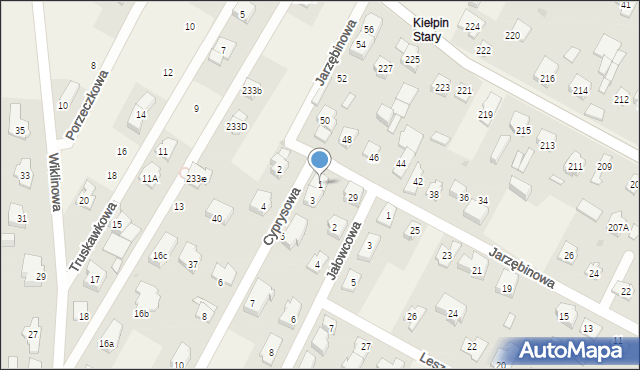 Kiełpin, Cyprysowa, 1, mapa Kiełpin