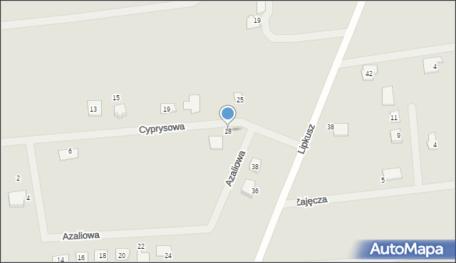 Koronowo, Cyprysowa, 18, mapa Koronowo