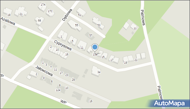 Koszalin, Cyprysowa, 13a, mapa Koszalina