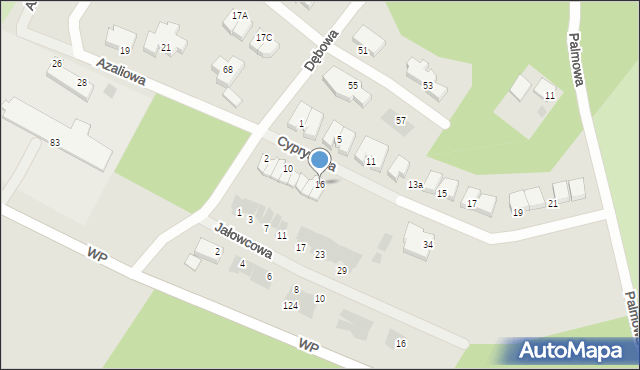 Koszalin, Cyprysowa, 16, mapa Koszalina