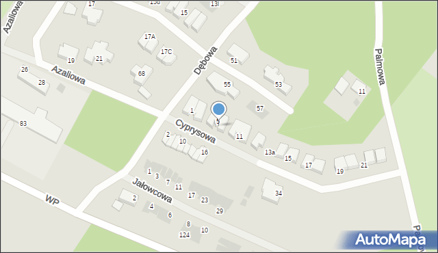 Koszalin, Cyprysowa, 7A, mapa Koszalina