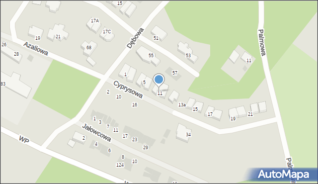 Koszalin, Cyprysowa, 9, mapa Koszalina