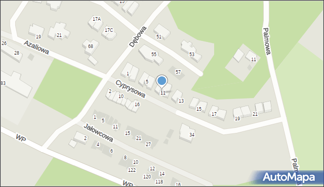 Koszalin, Cyprysowa, 9A, mapa Koszalina