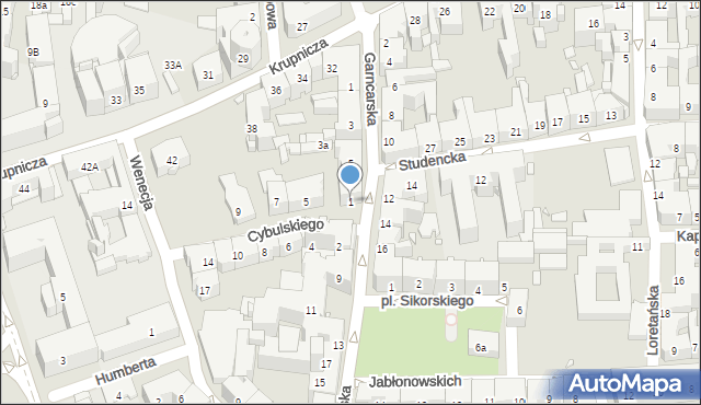 Kraków, Cybulskiego Napoleona, 1, mapa Krakowa