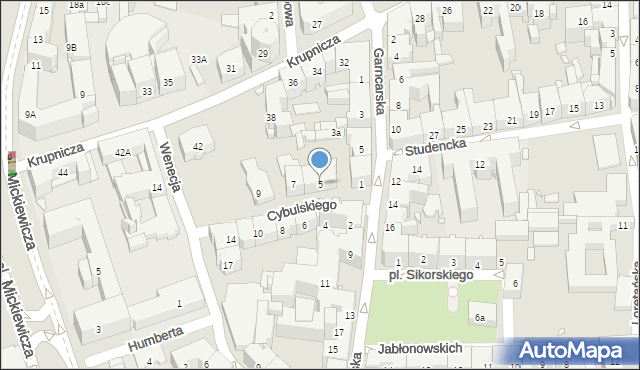 Kraków, Cybulskiego Napoleona, 5, mapa Krakowa