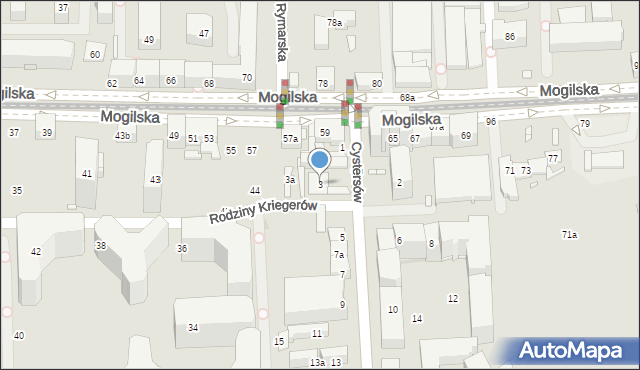 Kraków, Cystersów, 3, mapa Krakowa