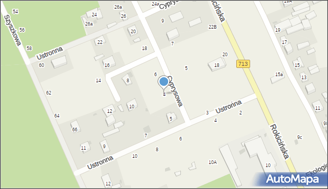 Kraszew, Cyprysowa, 4, mapa Kraszew