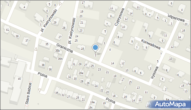 Kwirynów, Cyprysowa, 1, mapa Kwirynów