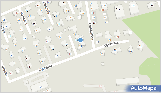 Leszno, Cypryjska, 18, mapa Leszno