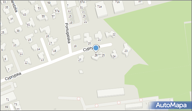 Leszno, Cypryjska, 26, mapa Leszno