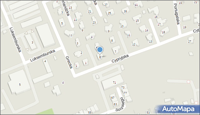 Leszno, Cypryjska, 6, mapa Leszno