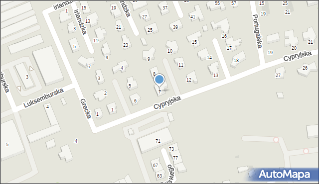 Leszno, Cypryjska, 7, mapa Leszno