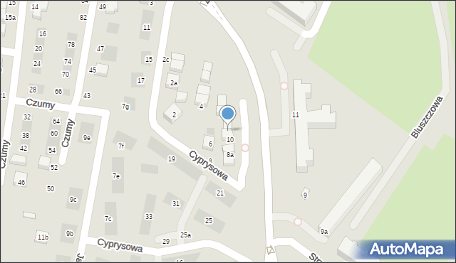 Lublin, Cyprysowa, 10a, mapa Lublina