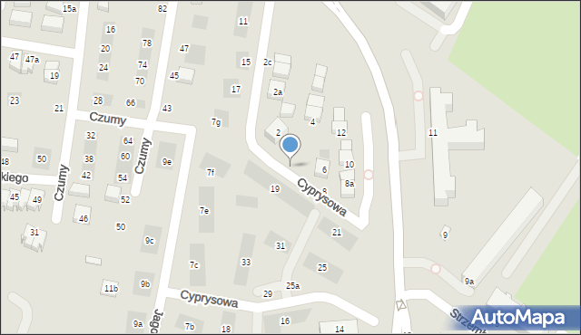 Lublin, Cyprysowa, 4, mapa Lublina