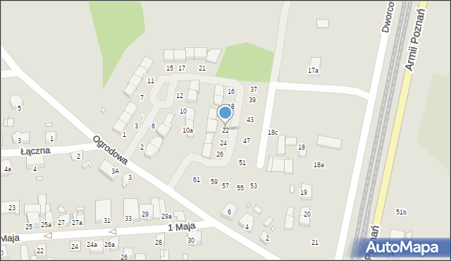 Luboń, Cyklamenowa, 22, mapa Luboń