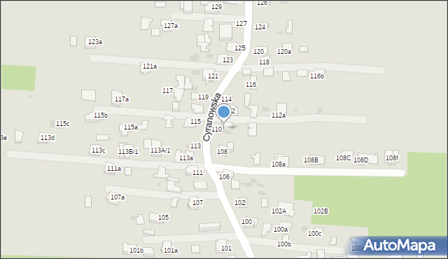 Mielec, Cyranowska, 110a, mapa Mielca