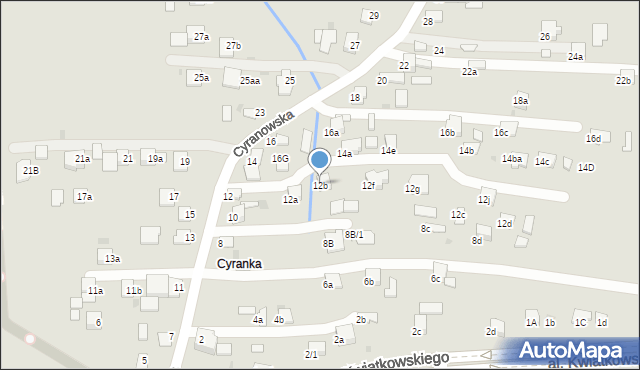 Mielec, Cyranowska, 12b, mapa Mielca