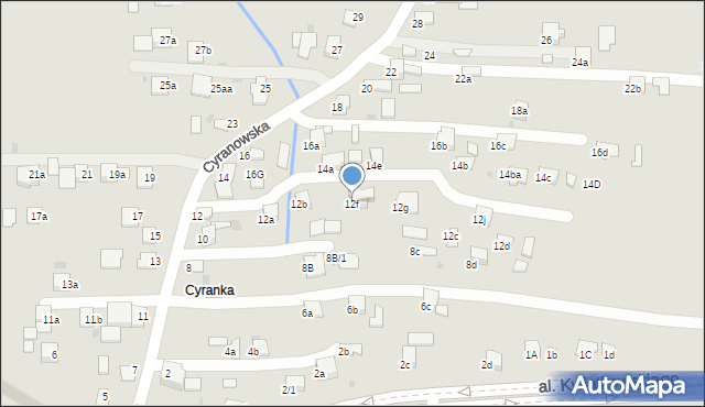 Mielec, Cyranowska, 12f, mapa Mielca