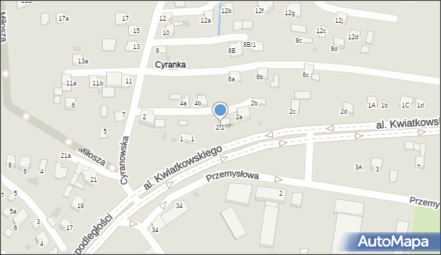 Mielec, Cyranowska, 2/1, mapa Mielca