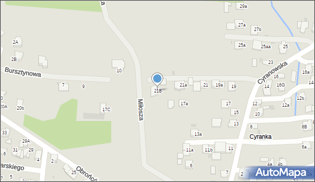 Mielec, Cyranowska, 21B, mapa Mielca