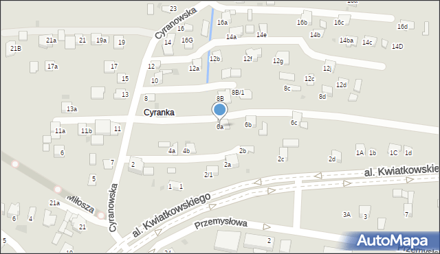 Mielec, Cyranowska, 6a, mapa Mielca