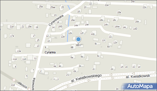 Mielec, Cyranowska, 8B/1, mapa Mielca