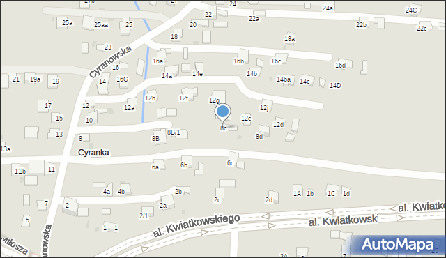 Mielec, Cyranowska, 8c, mapa Mielca