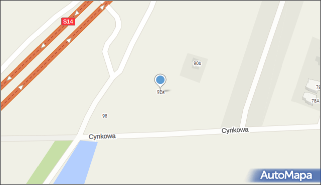 Piątkowisko, Cynkowa, 92a, mapa Piątkowisko